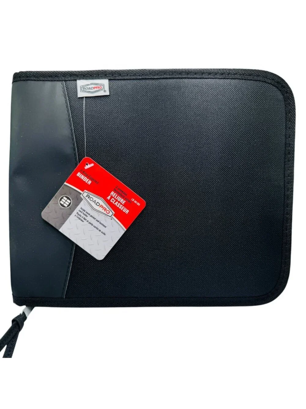 RoadPro Durable 3-Ring Zippered Binder With Multiple Interior Pockets - Black
